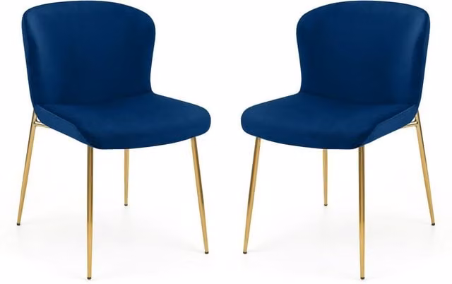 Cheshire Cavendish Set of 2 Blue Velvet Modern Dining Chairs – 1
