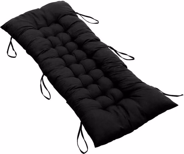 KORVIXA Black Cotton and Polyester 2 Seater Garden Bench Seat Pad Cushion, W: 150 cm, D: 125 cm – 1