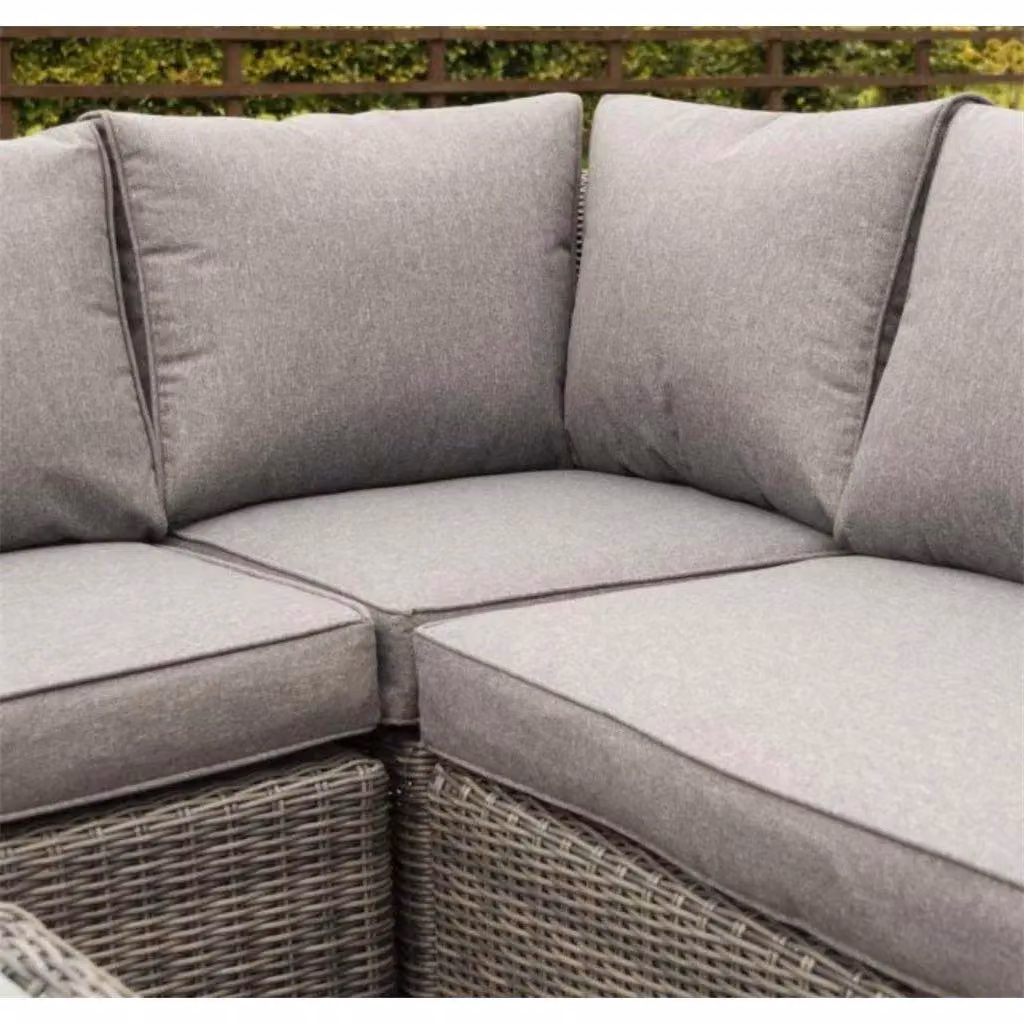 Cheshire 5 Seater Mid Grey Polyrattan L-Shape Corner Garden Lounge Set with Fabric Cushions – 2
