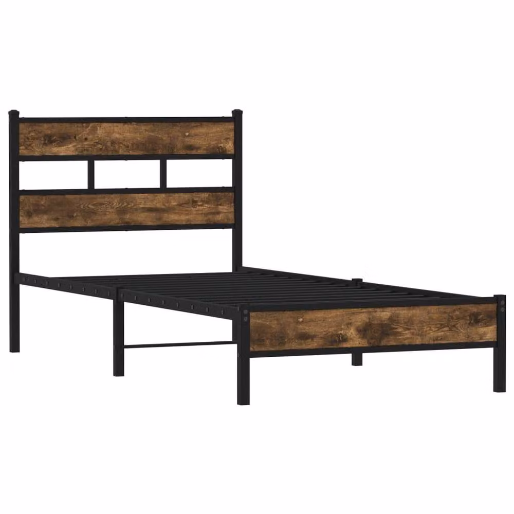 Berkfield Home Sonoma Oak Bed Frame with Headboard in Brown, W/D/H: 80 x 200 cm – 3