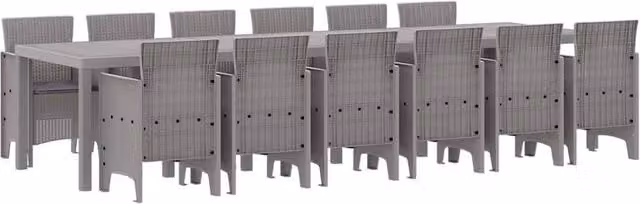 Berkfield Home 13 Piece Modern Poly Rattan Garden Dining Set with Cushions in Grey – 1