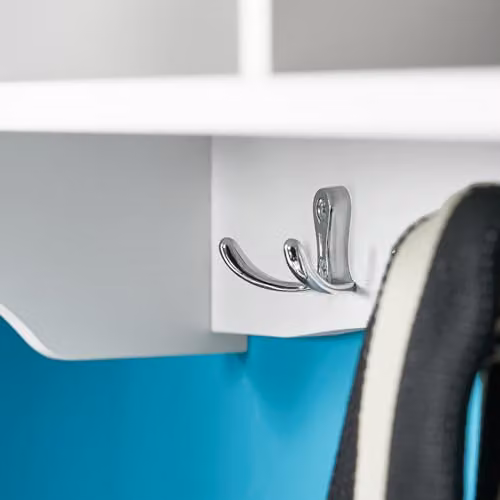 SoBuy Wall Mounted Coat Rack with 3 Cubby Shelves and 4 Hooks, White, W60 x D15 x H23 cm – 5
