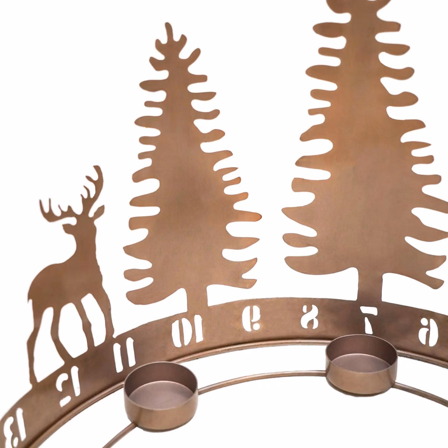 Ivyline Round Advent Forest Tealight Centrepiece in Bronze Metal, H25 x W33 x D33 cm – 3