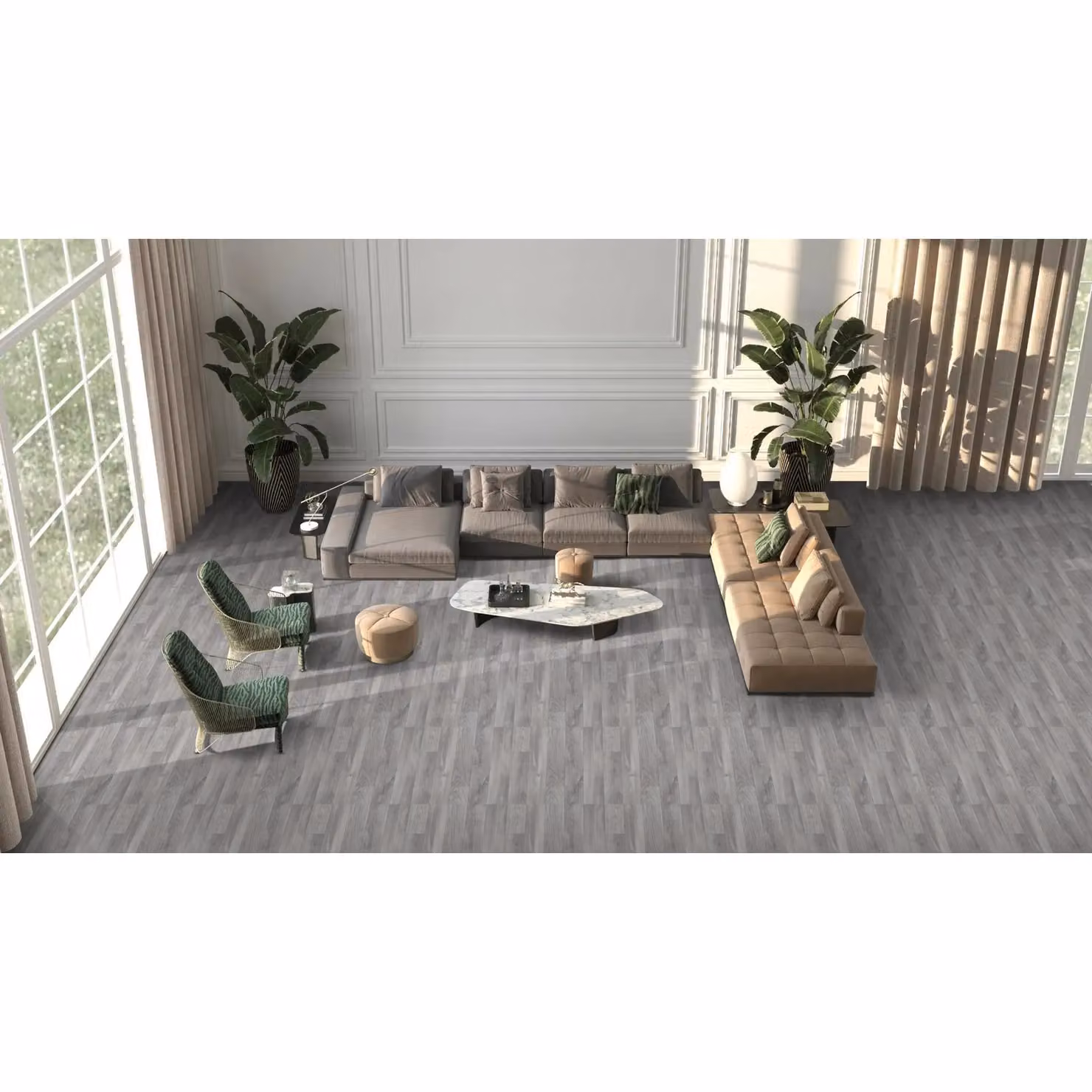 Vinyl Flooring UK Wood Effect Grey Cushion Backed Vinyl Flooring Sheet, W: 400 cm, D: 600 cm – 2