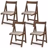 Costway Set of 4 Foldable Armless Dining Chairs in Walnut Brown with Fabric Upholstery
