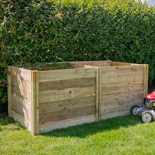 Forest Garden Brown Pressure Treated Wooden Slot Down Compost Bin Extension Kit