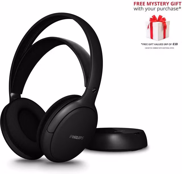 Philips Wireless Over-Ear TV Headphones - Black