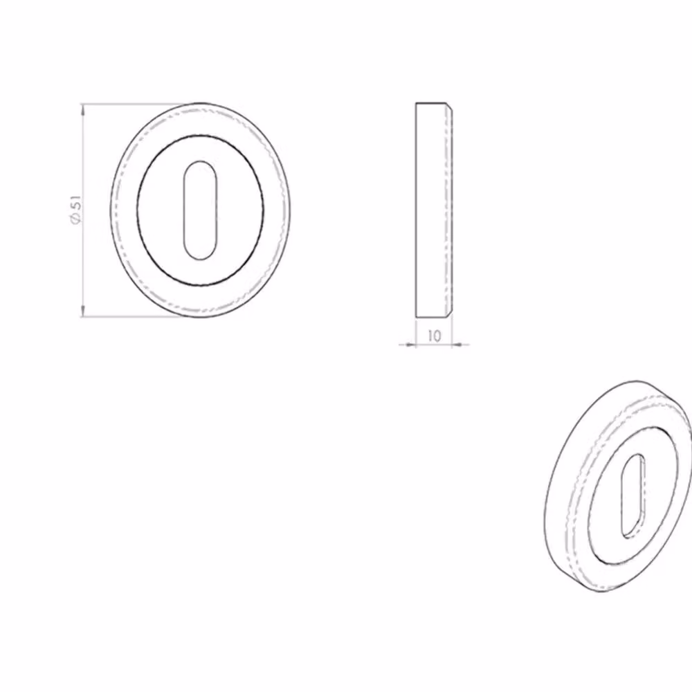 Loops 51mm Lock Profile Escutcheon with Chamfered Edge and Concealed Fix in Black – 3
