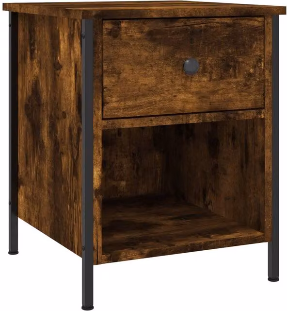 Berkfield Home Smoked Oak Bedside Cabinet in Brown, W/D/H: 40 x 42 x 50 cm – 1