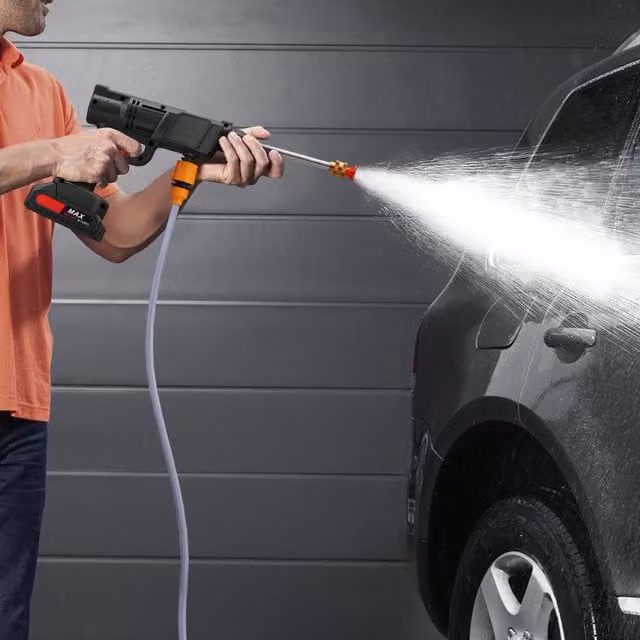 Livingandhome Electric Cordless Handheld Pressure Washer with 2 Rechargeable Batteries, Black