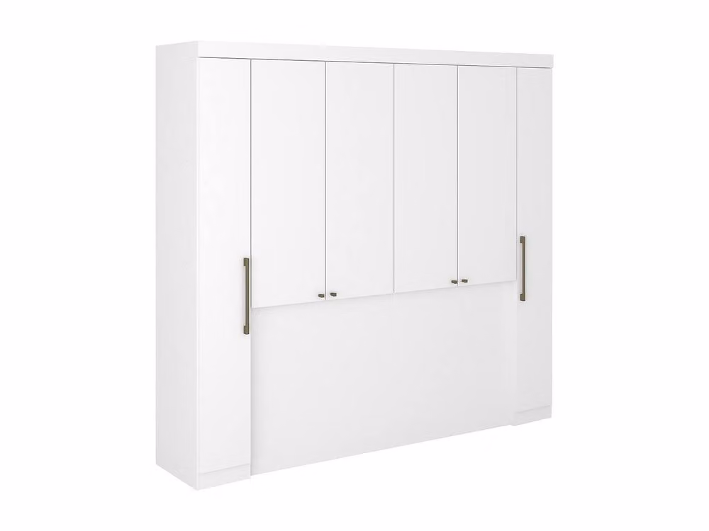 Vente-unique Bed Bridge Double Wardrobe and Storage Unit with 6 Doors, White, W: 216.5 cm – 2