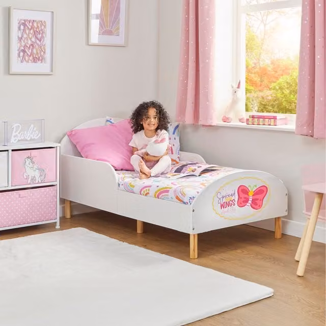 Liberty House Toys Spread Your Wings Kids Toddler Bed in White Solid Pine Wood