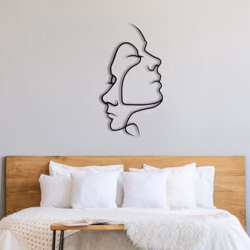YOUR HOME RULEZ Two Face Metal Wall Art, Black, W/H: 95 x 53 cm – 2