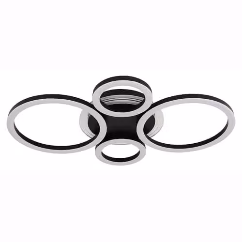 Globo Lighting Modern LED Ring Design Ceiling Light in Black, 40 W, 2500 lm, L x W x H: 53 x 35.5 x 6.1 cm – 1