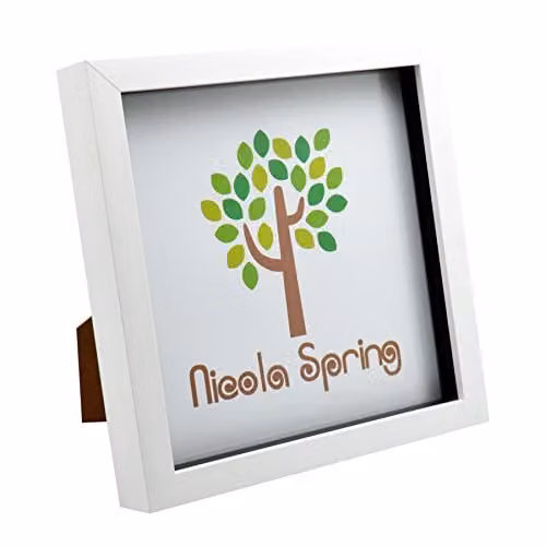 Nicola Spring Modern Square 3D Shadow Box Photo Frame, White, W/D/H: 20 x 20 x 3.5 cm – 1