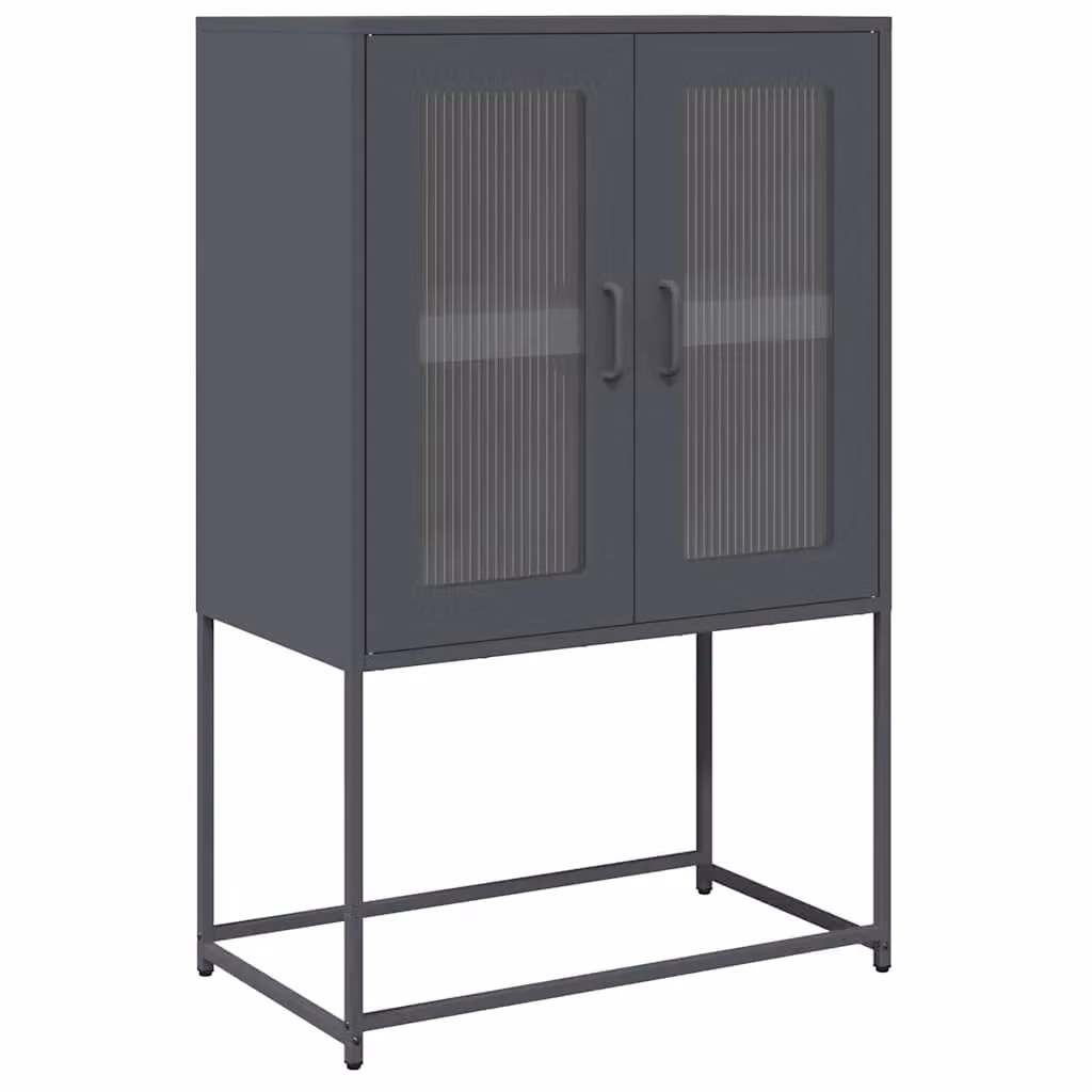 Berkfield Home Anthracite and Black Steel Highboard, W: 68 cm, D: 39 cm, H: 107 cm – 2
