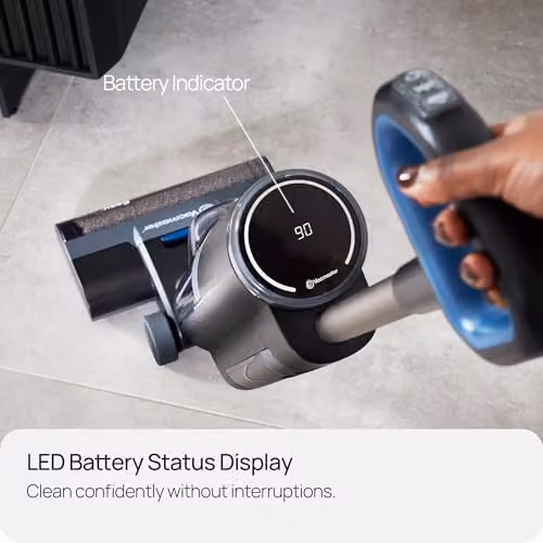 Vacmaster EasyClean HSC Blue Cordless All-in-One Wet and Dry Hard Floor Vacuum and Mop with Self-Clean Cycle and LED Display – 3