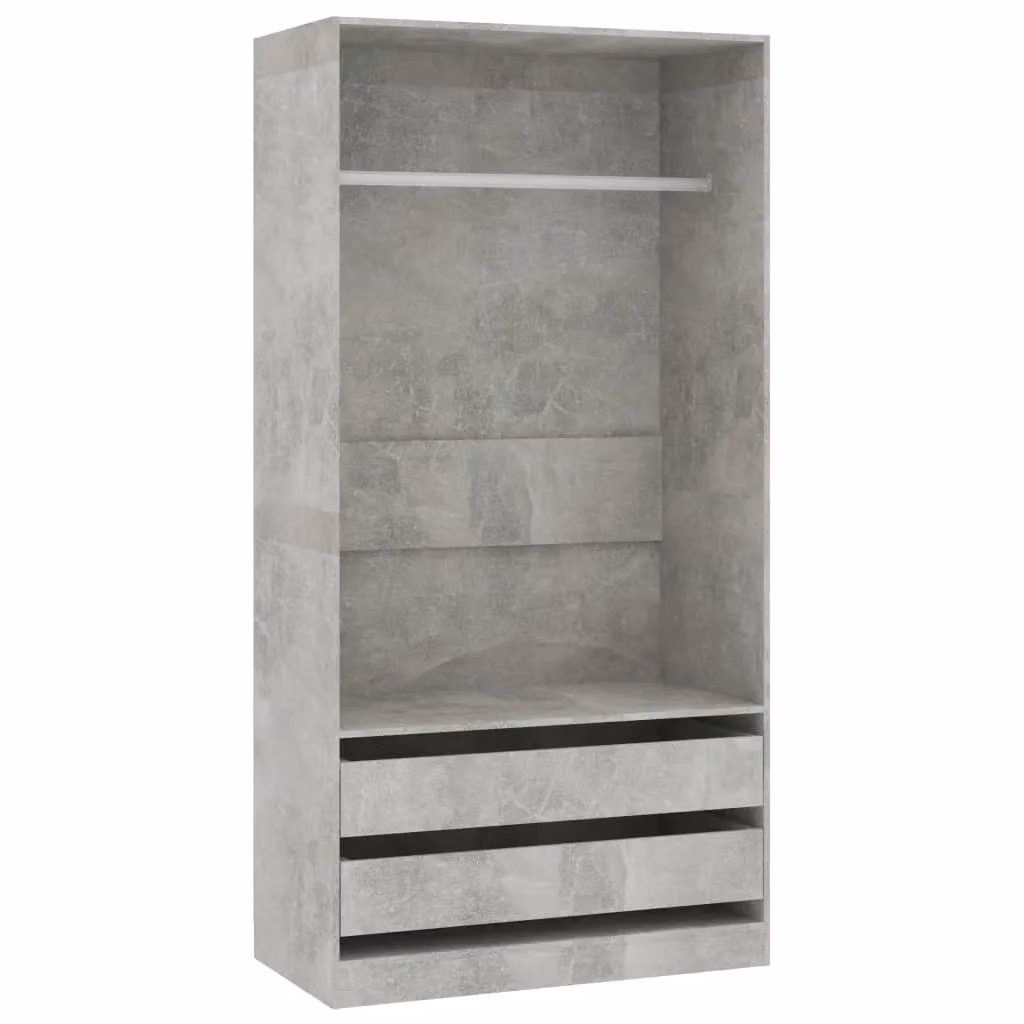 Berkfield Home Concrete Grey Wardrobe with Integrated Drawers and Hanging Rod, W/D/H: 100 x 50 x 200 cm – 2