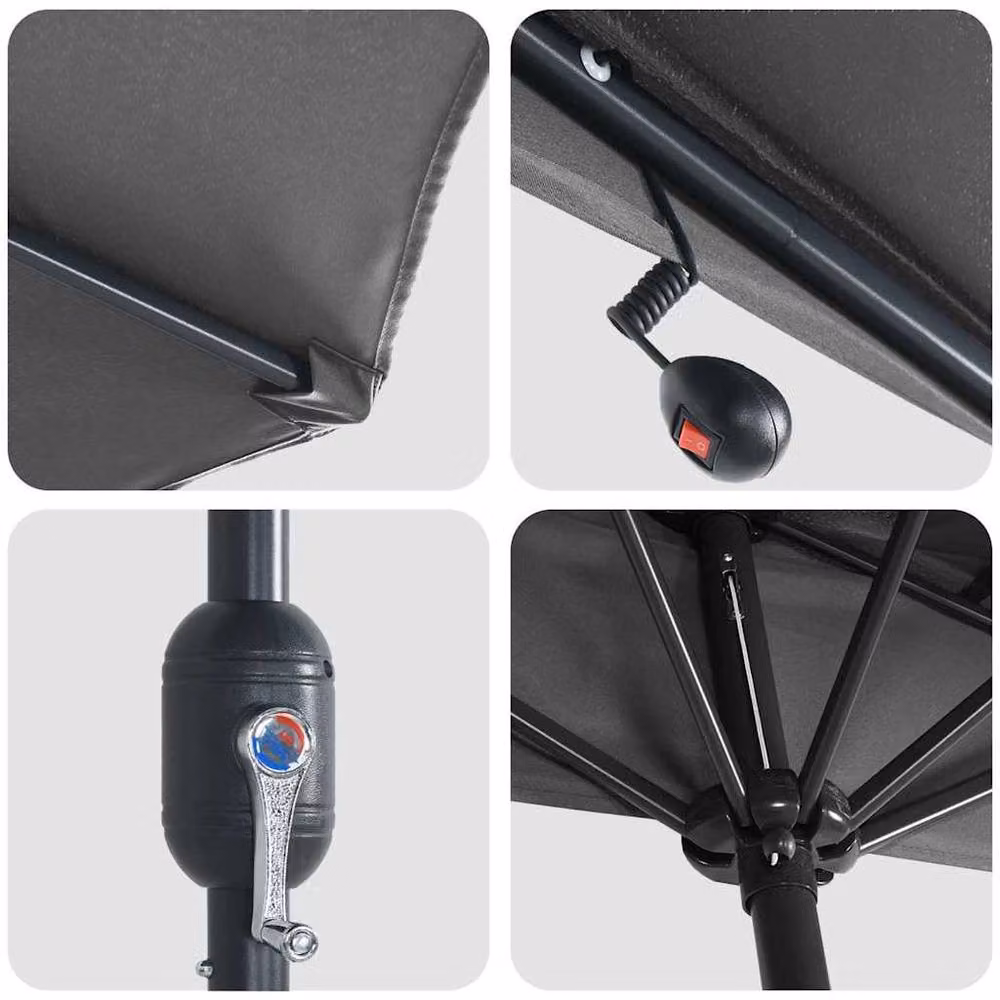Berkfield Home Modern Large Garden Parasol in Anthracite Charcoal – 4