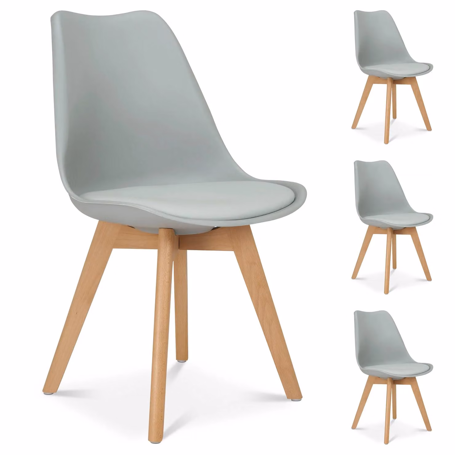 Bravich LTD Rocco Tulip Dining Chair in Silver and Grey, 2 Pack – 3