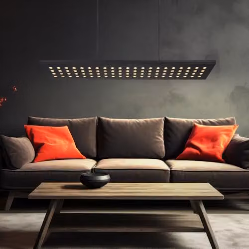 Netlighting Dolores Modern Rectangular LED Pendant Light in Black and Wood, W/D/H: 120 x 40 x 20 cm – 6