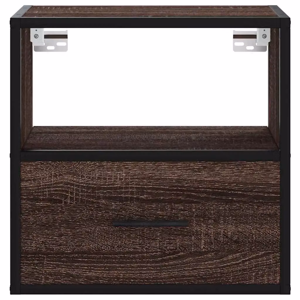 Berkfield Home Wall-mounted Bedside Cabinets, 2 Piece, Brown Oak, W: 40 cm, D: 31 cm, H: 39.5 cm – 3