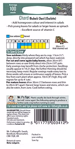 Mr Fothergill's Charlotte Rhubarb Chard Vegetable Seeds – 2