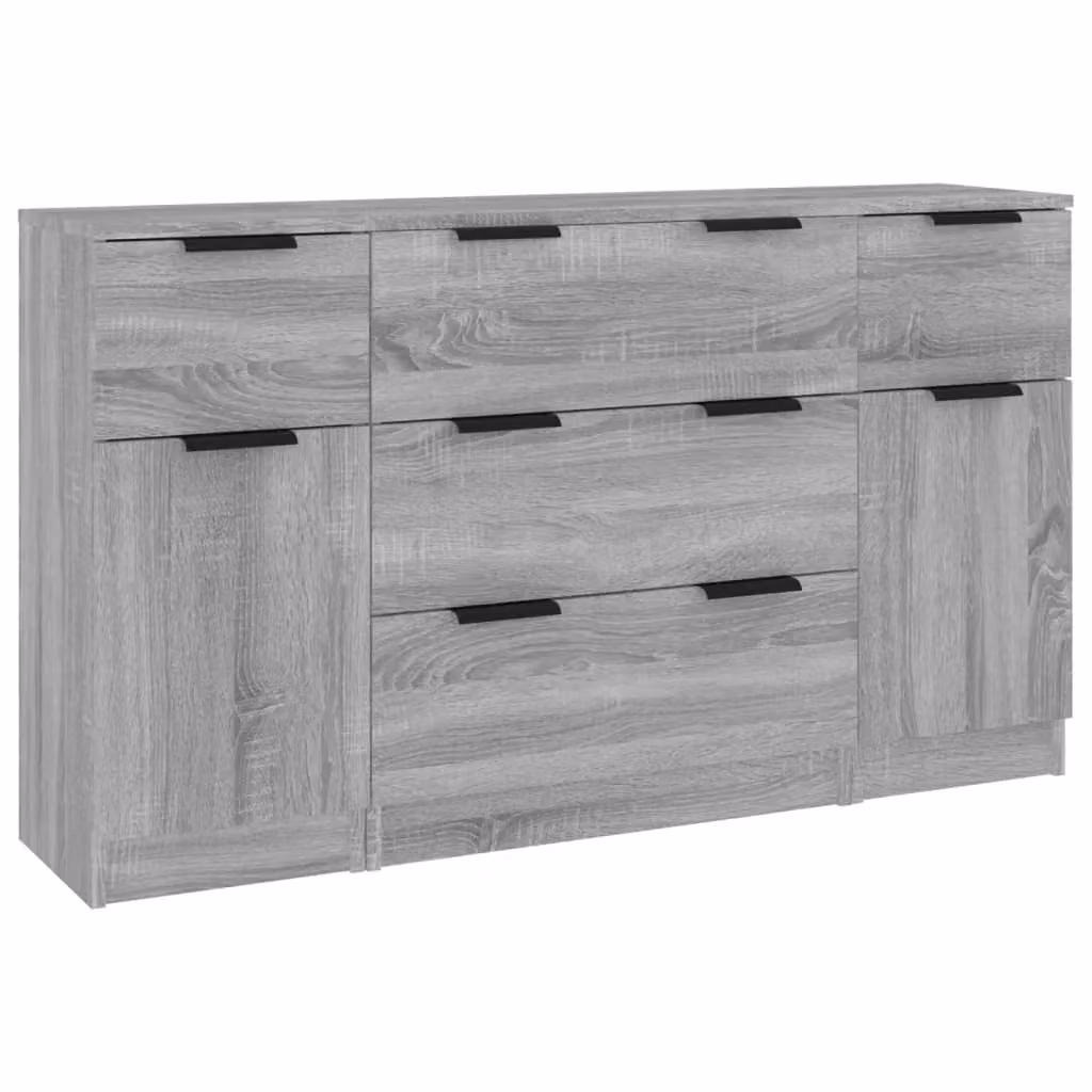 Berkfield Home 3 Piece Sideboard Set in Grey Sonoma Engineered Wood – 2