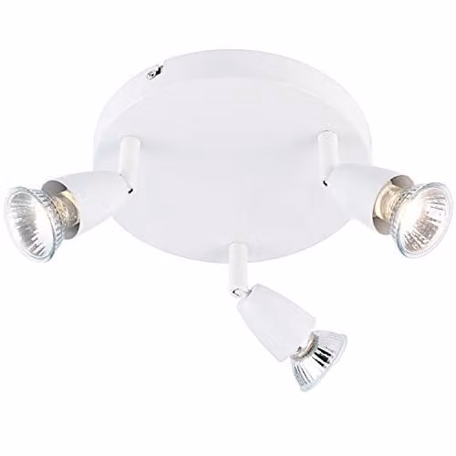 Loops Modern Triple GU10 Adjustable Ceiling Spotlight in Gloss White, Dimmable LED Downlight