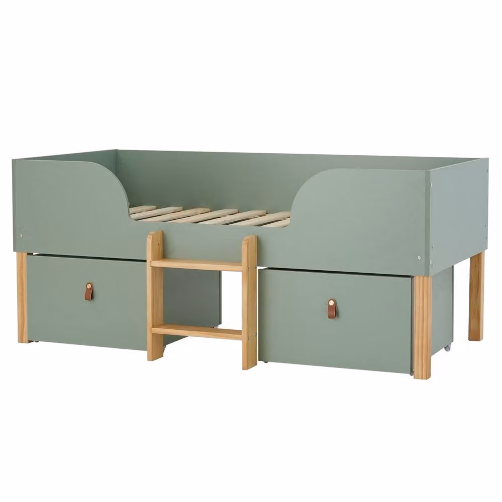 Nöa and Nani Arvid Shorty Cabin Bed in Green with Storage Drawers, Junior Size, W/D/H: 160 x 70 cm – 2