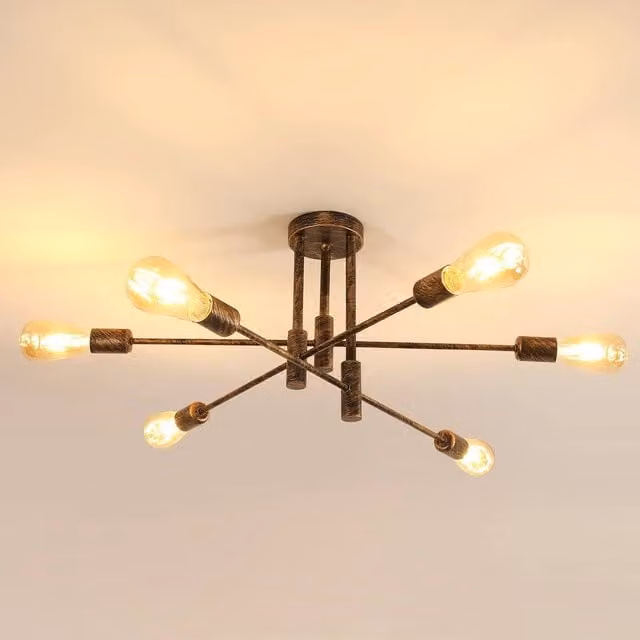 Pheashine Antique Bronze Industrial LED Ceiling Light with Glass Shade