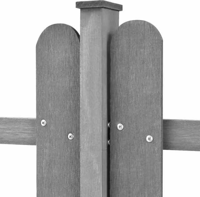 Berkfield Home Grey WPC Picket Fence with Posts, 3 Pieces, W: 600 cm, H: 60 cm