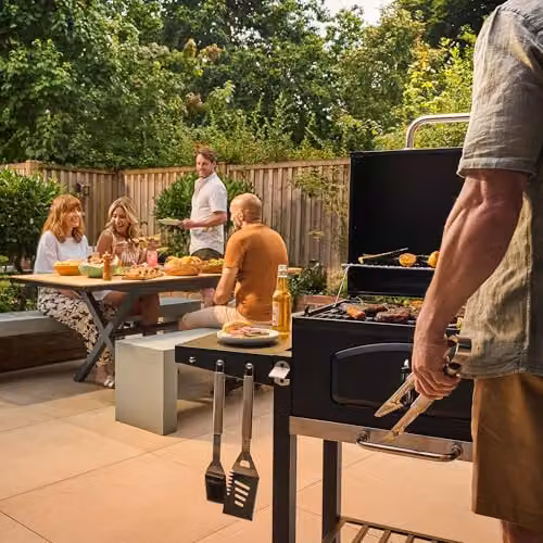 VonHaus Charcoal BBQ with Accessories – XXL American Portable Barbecue Grill and Smoker in Grey and Black – Max Width: 153 cm – 9