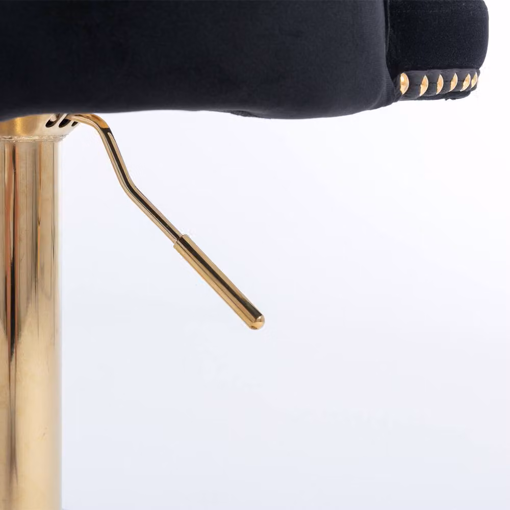 Modern Home Touch Set of 6 Luxury Black Velvet Swivel Bar Stools with Gold Metal Bases – 6