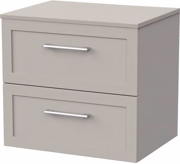 Balterley Stonnall 2 Drawer Bathroom Vanity Unit with Laminate Top, Pebble Grey, Width: 60 cm
