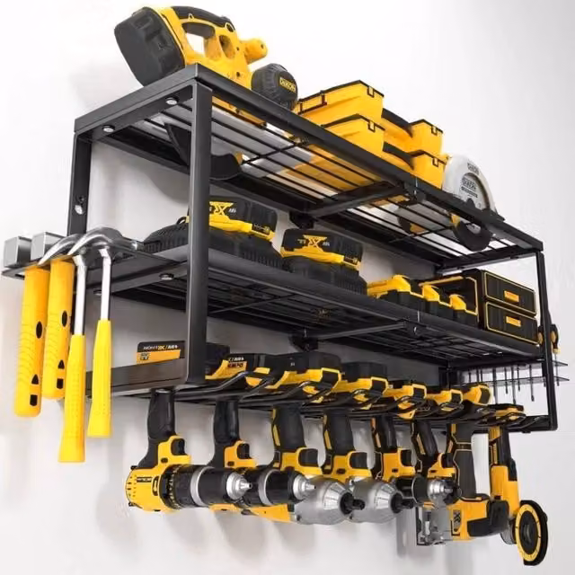 NESTLUNE 3 Layer Cordless Power Tool Drill and Impact Driver Storage in Black, W: 520 cm, H: 31.3 cm, D: 52 cm – 1