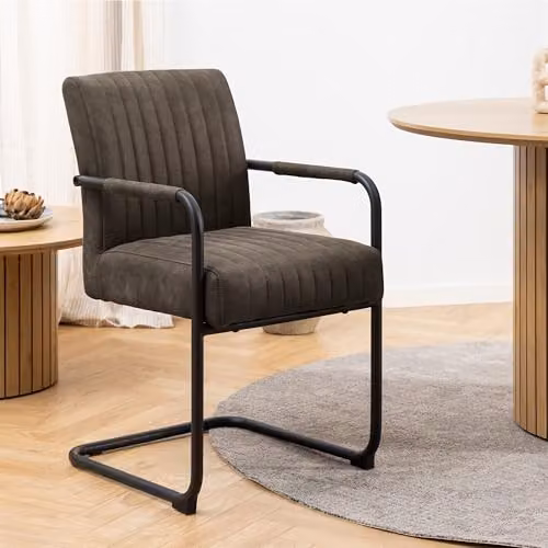 Furniture To Go Yale Round Oak Dining Table with 4 Adele Grey Fabric Chairs, W: 120 cm, H: 75 cm – 4