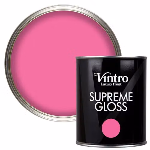 Vintro High Gloss Water Based Paint for Wood and Walls, Hot Pink Belladonna, 1 Litre