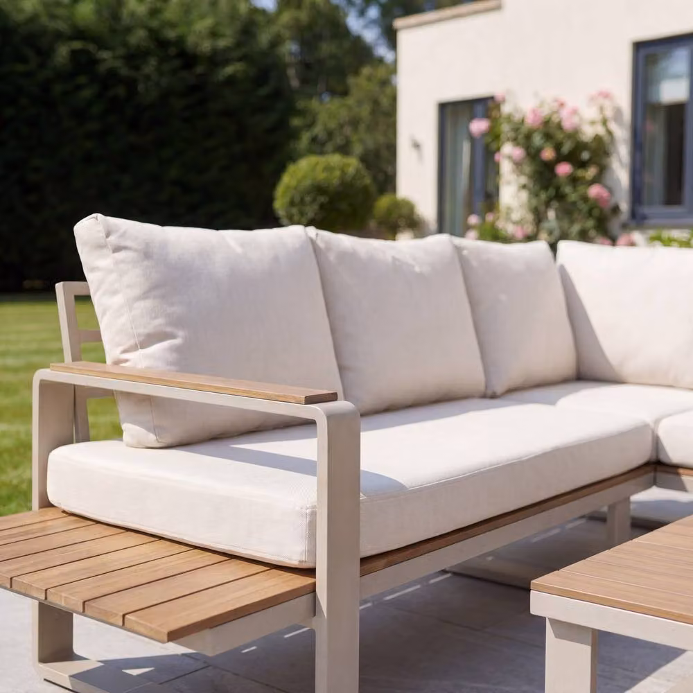 Artemis Home Linden Outdoor Corner Lounge Set and Table in Beige, W/D/H: 235 x 75 x 68 cm – 2