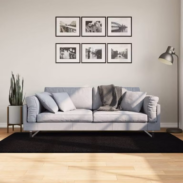 Berkfield Home HUARTE Short Pile Washable Non-Slip Black Rug, W: 100 cm, L: 200 cm