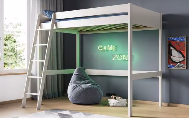 Noomi Tera Solid Wood Small Double High Sleeper Bed in White, W/D/H: 120 x 200 x 148 cm – 2