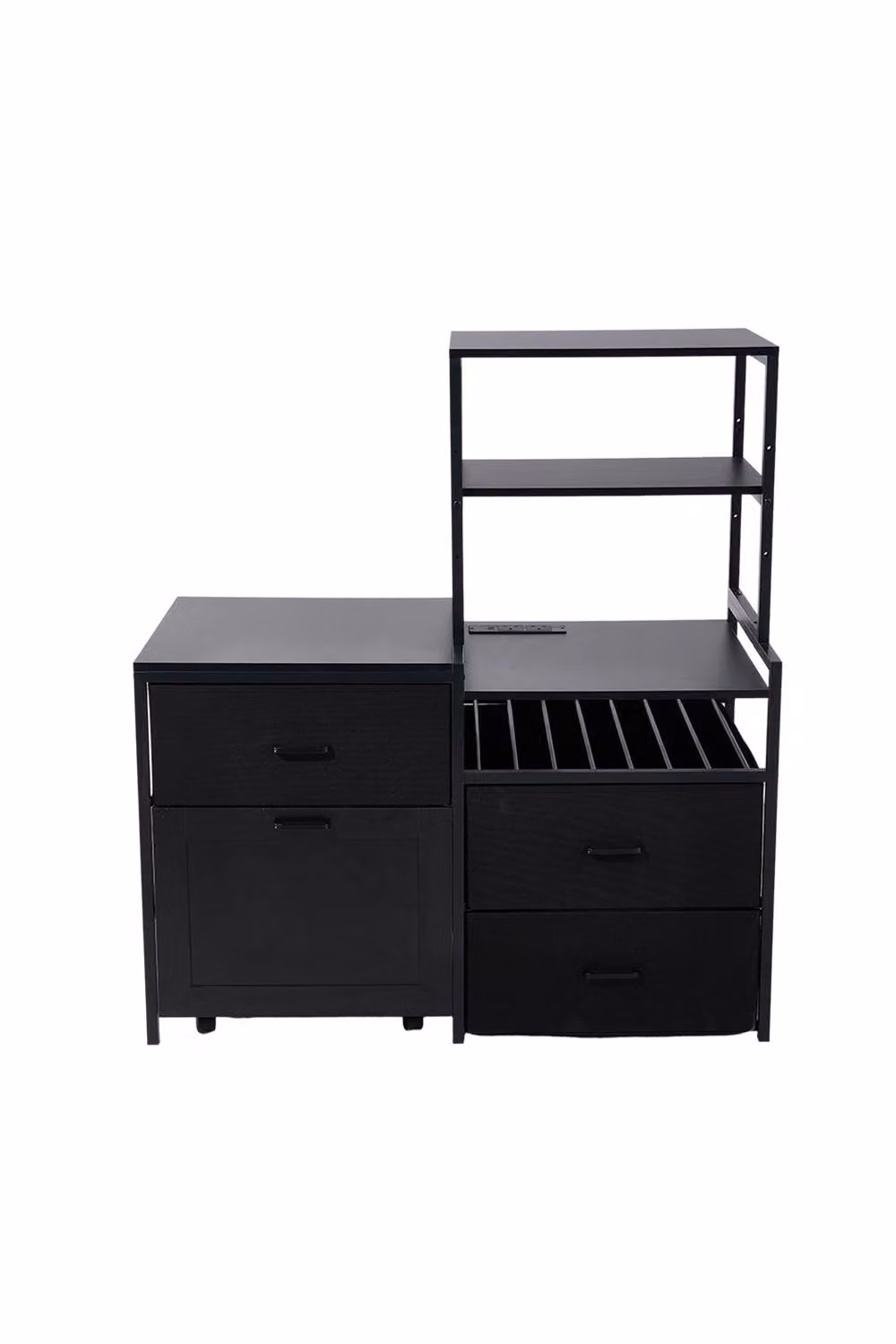 Living and Home Black Mini Fridge Stand with Wine Rack and Power Socket – 2
