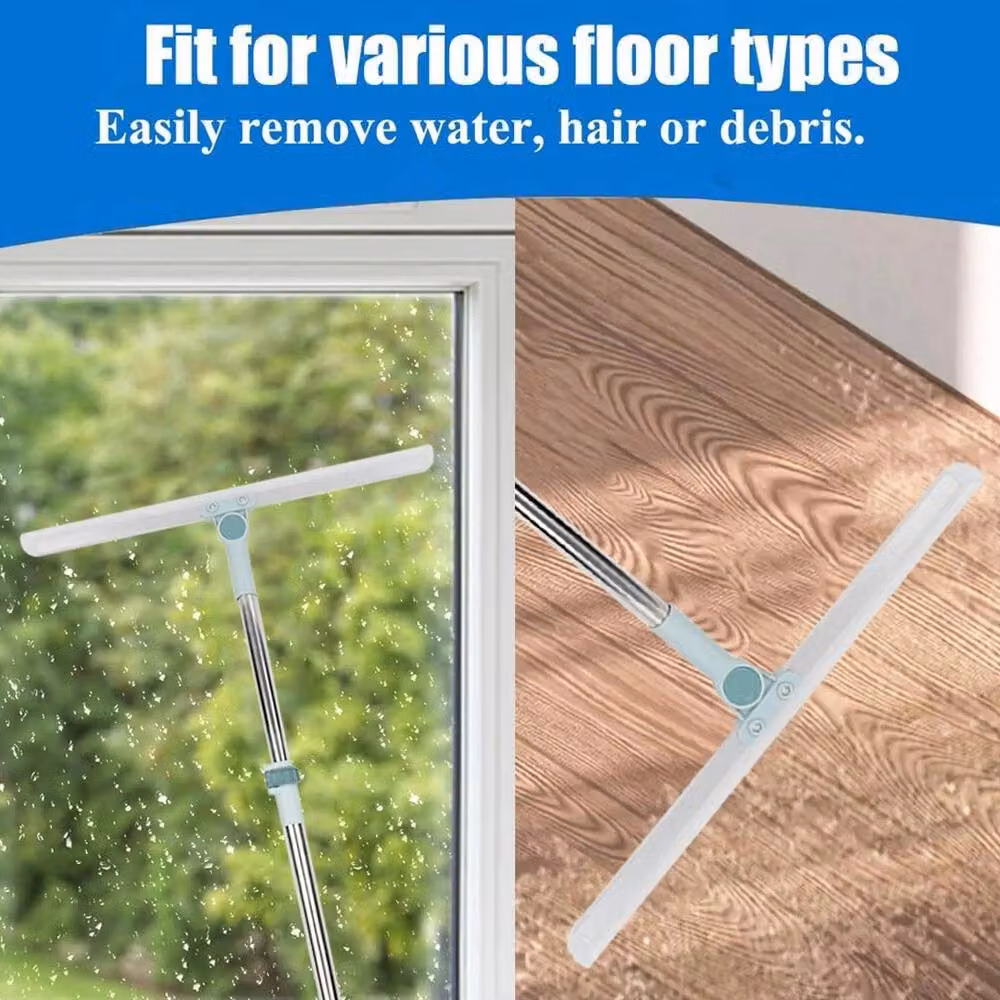 KORVIXA Silver Floor Squeegee with Telescopic Handle and Rubber Blade – 3
