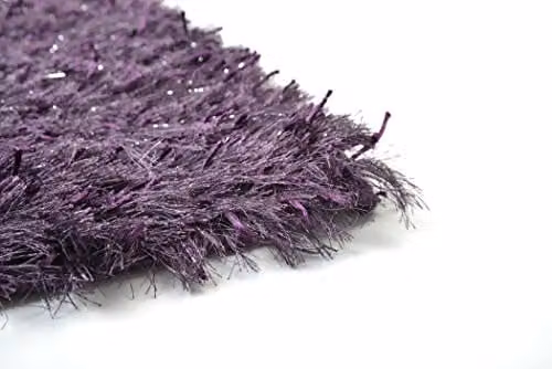 Allure Bath Fashions Shimmer Pedestal Toilet Mat in Purple, Non-Slip Deep Shaggy Sparkle Pile, W: 50 cm, D: 55 cm – 2