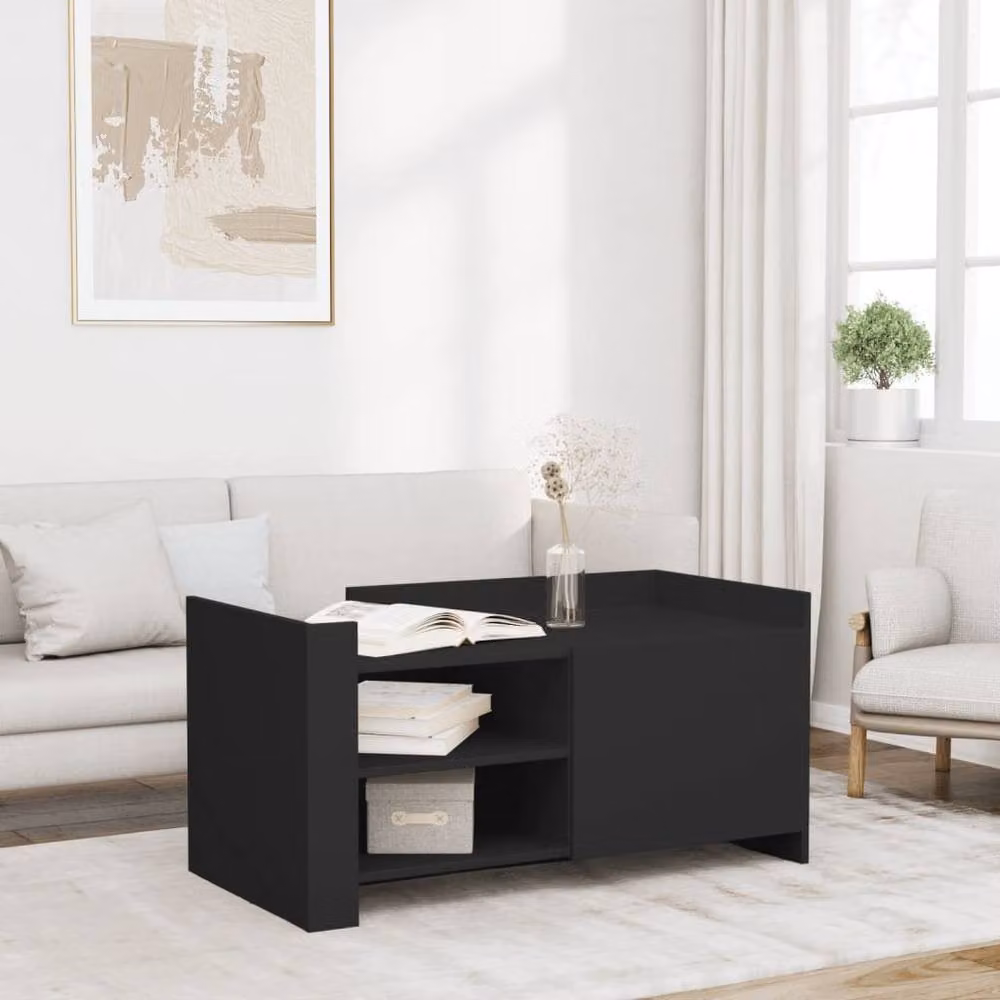 Berkfield Home Modern Black Coffee Table in MDF, W/D/H: 100 x 50 x 50 cm – 2