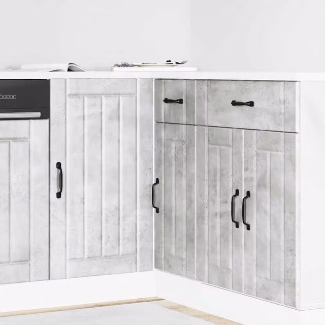 Berkfield Home Lucca Modern Matt Grey MDF Freestanding Kitchen Sink Base Cabinet