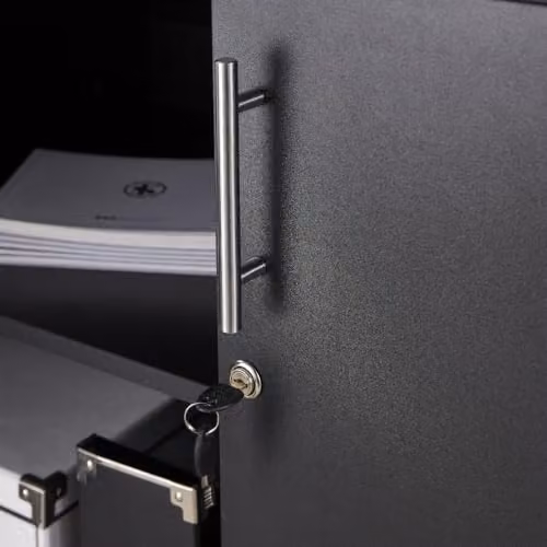 MMT Furniture Designs Ltd Black Lockable 2 Door Storage Cabinet with Adjustable Internal Shelves, H 75 cm x W 80 cm x D 45 cm – 5