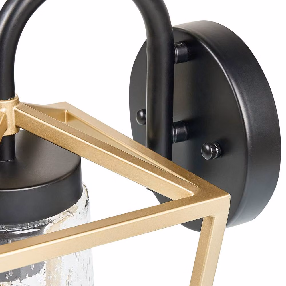 Wyld and Coco Modern Gold/Brass Outdoor Wall Light with Glass Lantern Sconce – 5