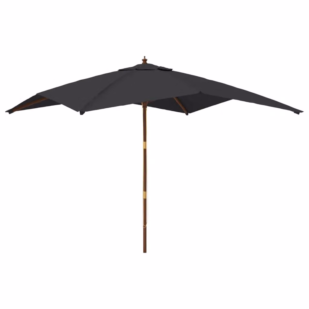 Berkfield Home Garden Parasol with Wooden Pole in Black, W/D/H: 300 x 300 x 273 cm – 2