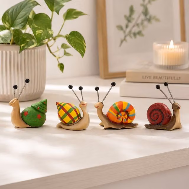 Marco Paul Pack of 4 Multicoloured Snail Garden Ornaments